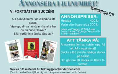 Annonsera i Cockertidningens julnummer!